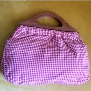Rockabilly checked wood hand bag